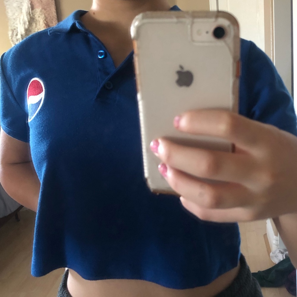 Blue Collared Shirt with Pepsi Logo